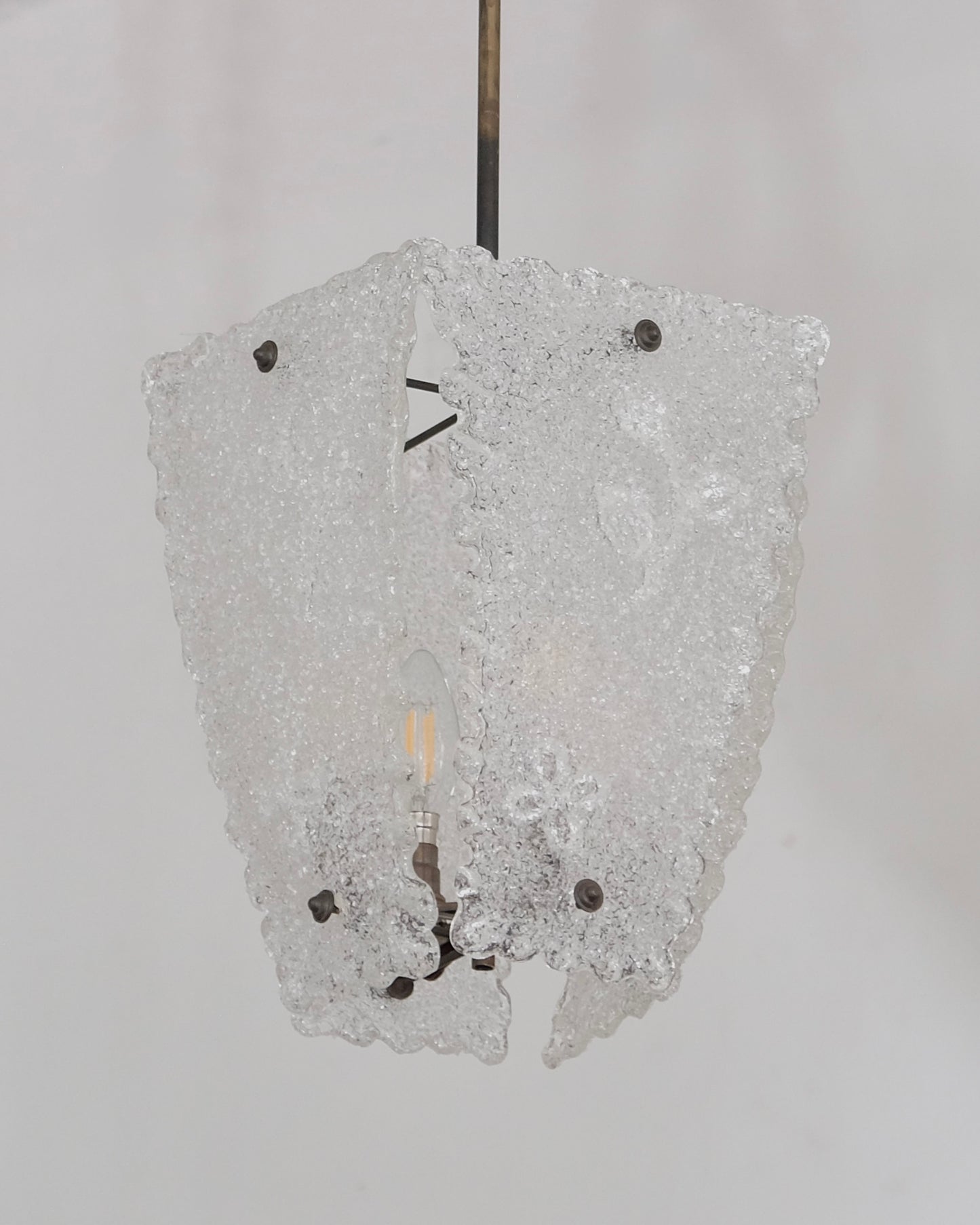 TEXTURED FLORAL MURANO GLASS FOUR PANEL PENDANT