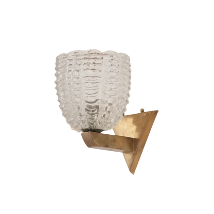 TRIANGULAR BRASS MOUNT MURANO GLASS WALL SCONCE