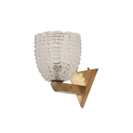 TRIANGULAR BRASS MOUNT MURANO GLASS WALL SCONCE