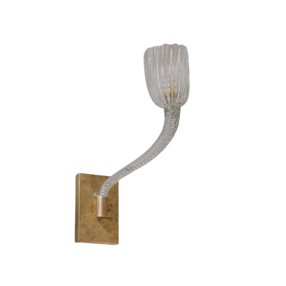 BRASS SINGLE ARM MURANO GLASS WALL SCONCE
