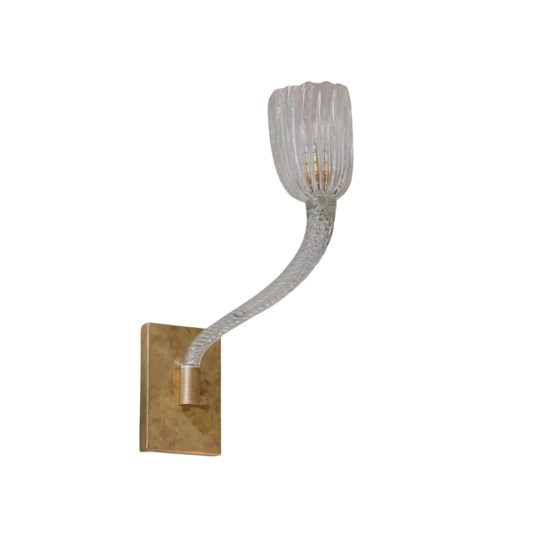 BRASS SINGLE ARM MURANO GLASS WALL SCONCE