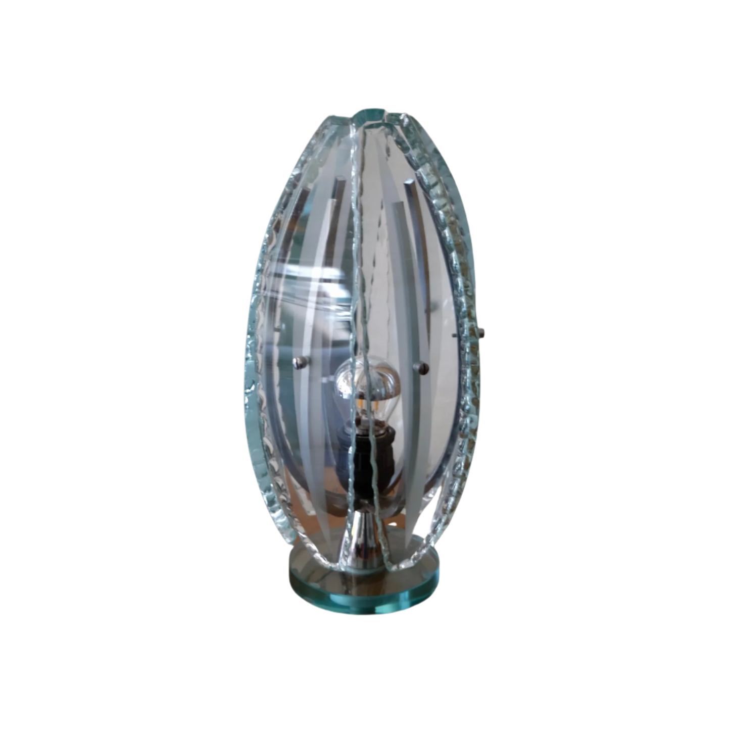 HAND CARVED GLASS CAGE LAMP