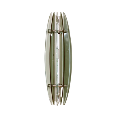 LARGE BI-COLOUR GLASS & CHROME WALL SCONCES