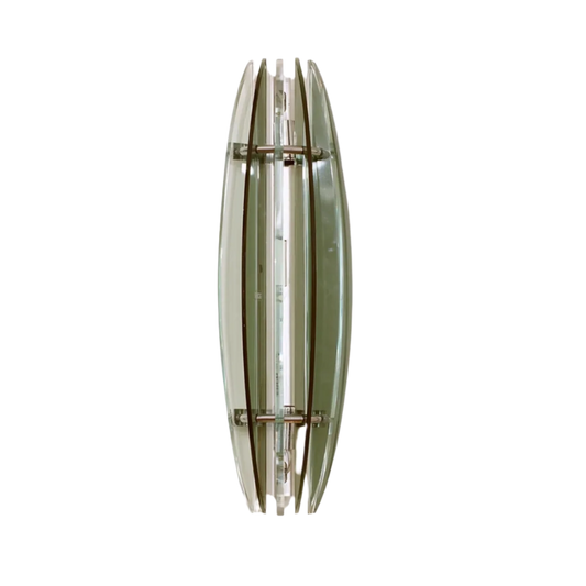LARGE BI-COLOUR GLASS & CHROME WALL SCONCES