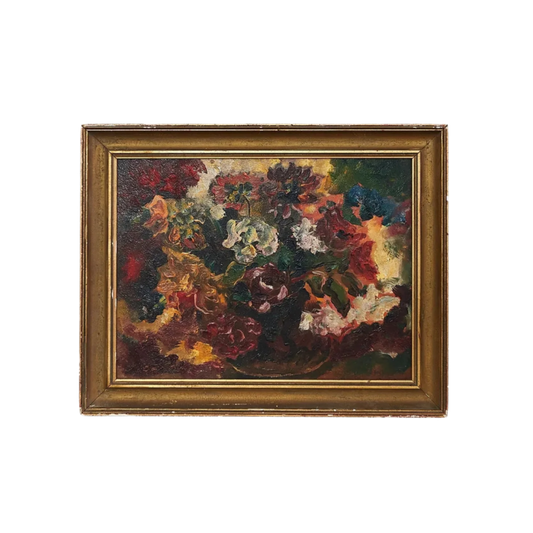FLOWER OIL ON CANVAS SIGNED PAINTING