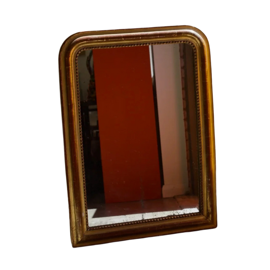 BEADED AGED LOUIS PHILIPPE GILTWOOD MIRROR