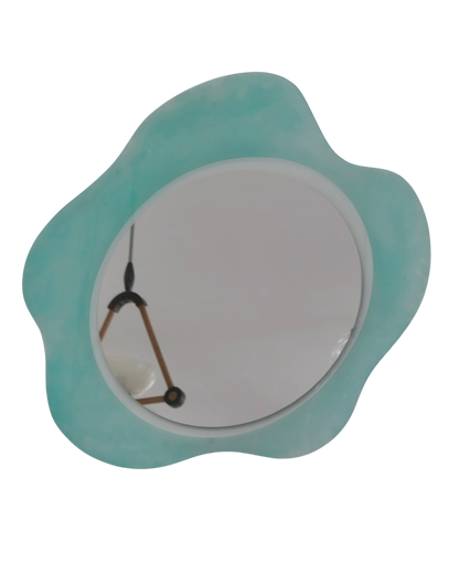 FROSTED ABSTRACT GREEN GLASS MIRROR