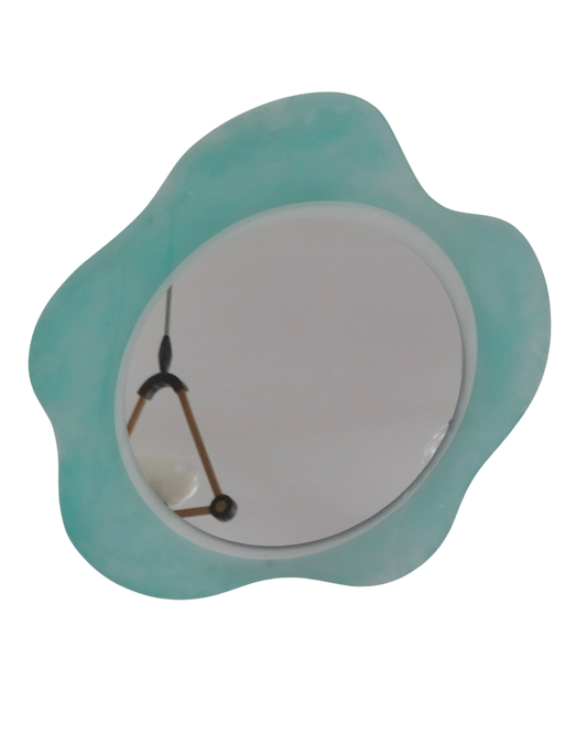 FROSTED ABSTRACT GREEN GLASS MIRROR
