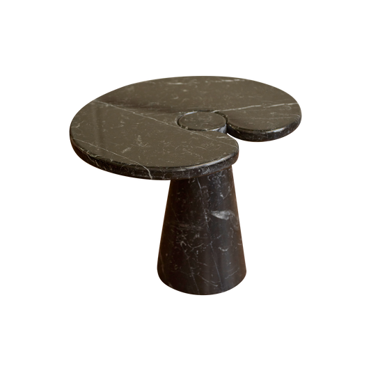 EROS ROUND CARRARA NERO MARQUINA SIDE TABLE