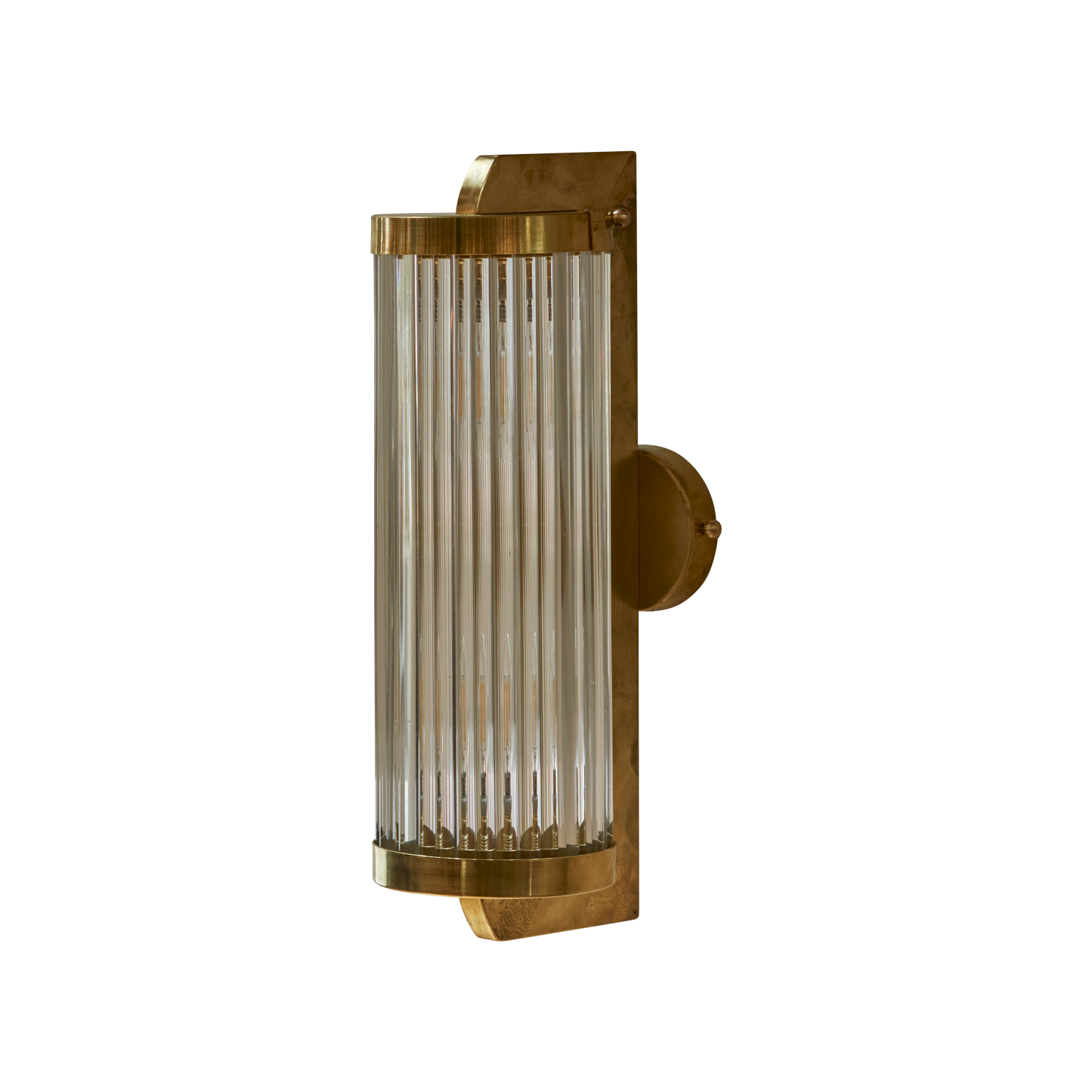 GLASS STEM WALL LIGHT w. BRASS FRAME