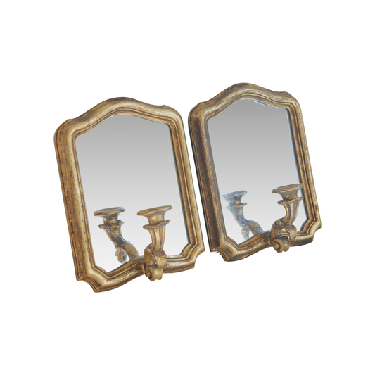 GOLD FRAMED MIRRORS w. CANDLESTICK