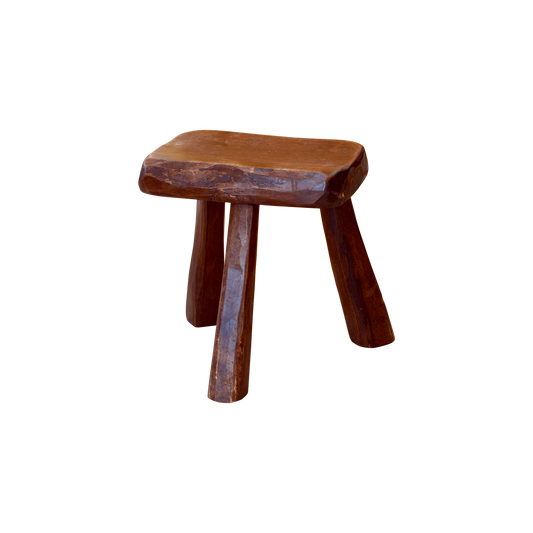 HAND CARVED BRUTALIST MILKING STOOL