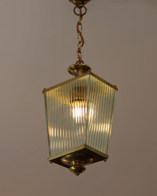 PAIR OF TAPERED BRASS LINED LANTERNS