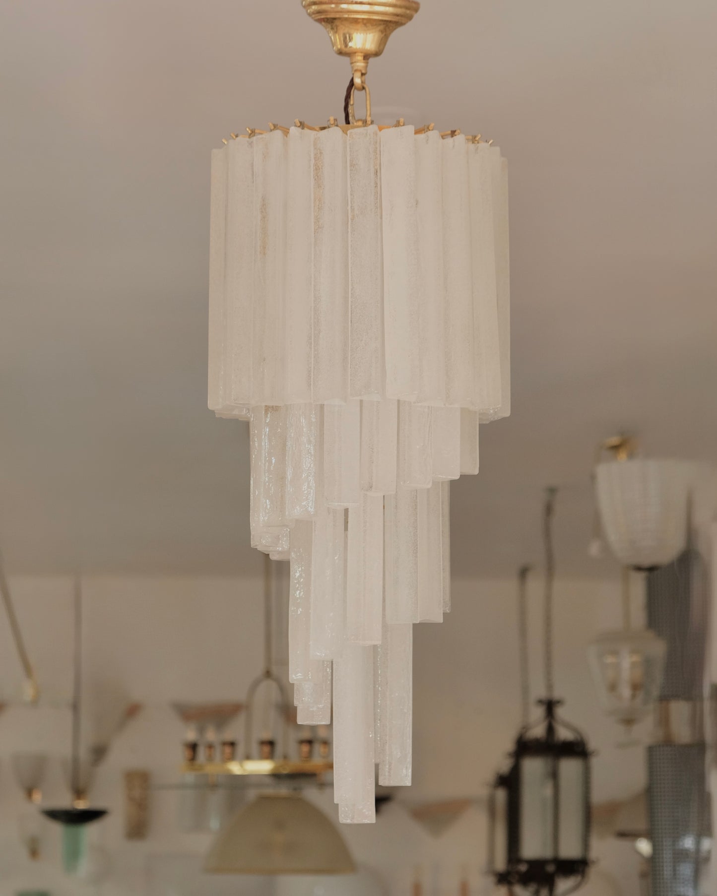 PETITE FOUR TIER MURANO GLASS SPIRAL CHANDELIER