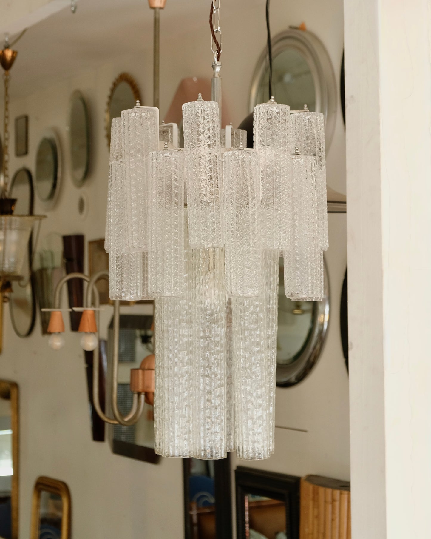 VENINI TEXTURED CYLINDRICAL CHANDELIER
