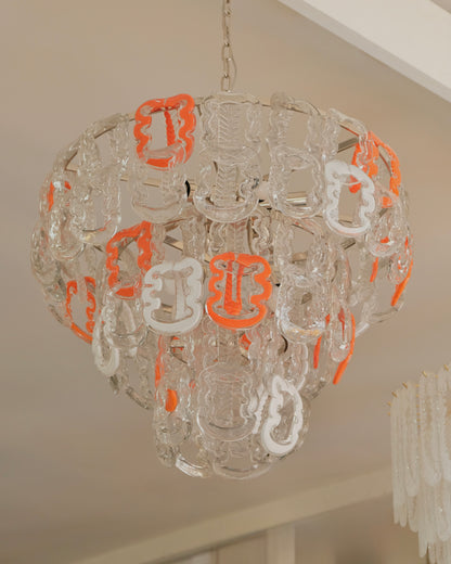 THREE TIERED MULTICOLOURED MURANO GLASS CHANDELIER