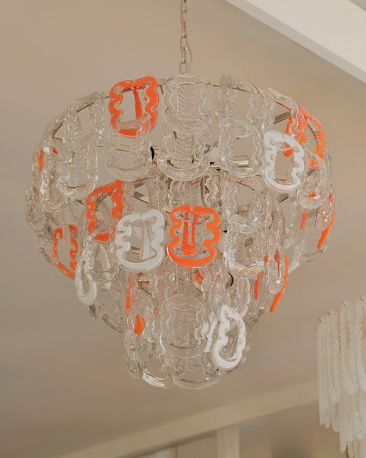 THREE TIERED MULTICOLOURED MURANO GLASS CHANDELIER
