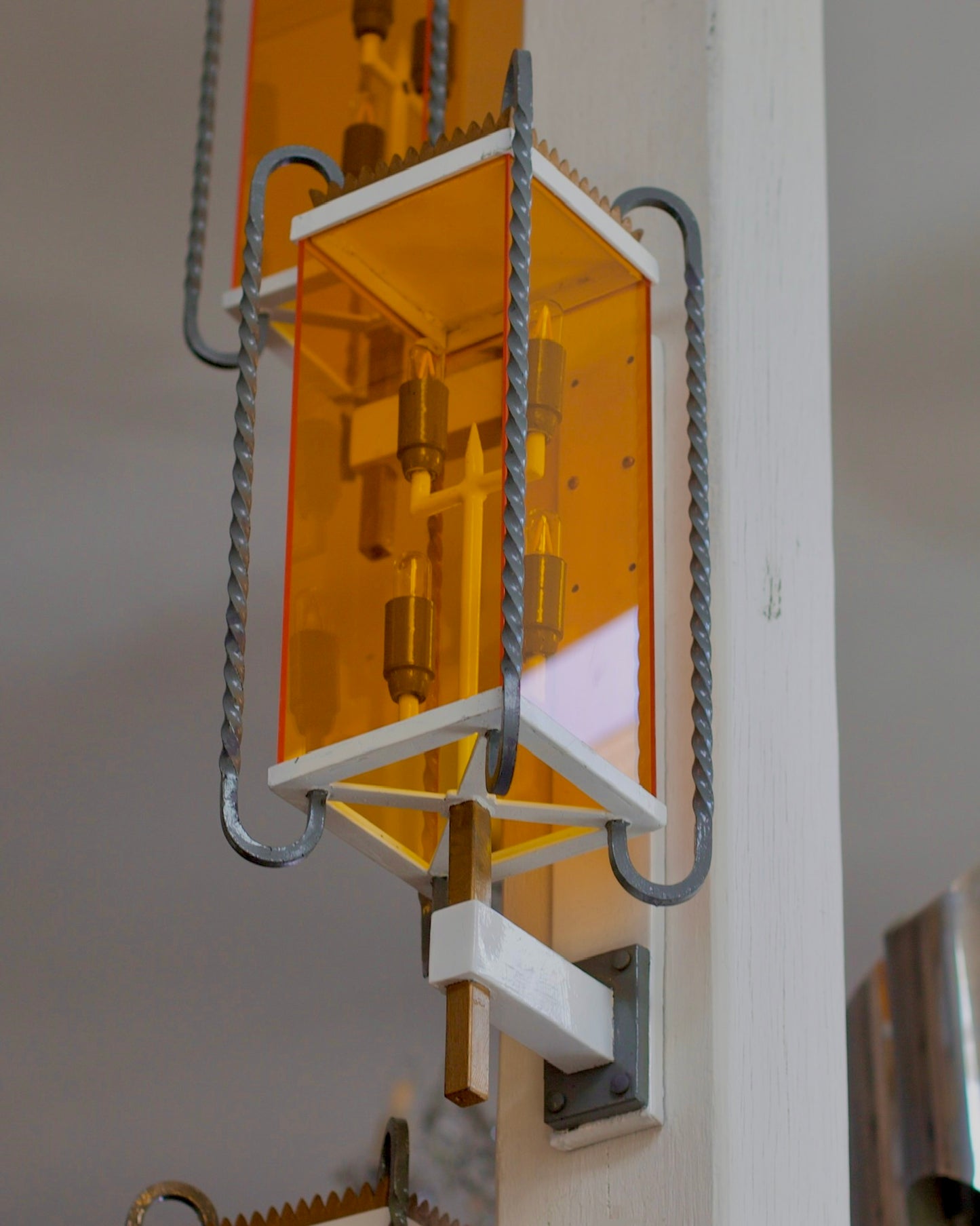 PLEXIGLASS AMBER IRON LANTERNS
