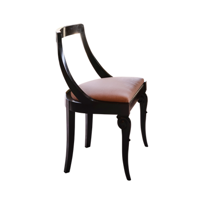 SET OF 6 PINK DINING CHAIRS w. HAND PAINTED INSET PANELS