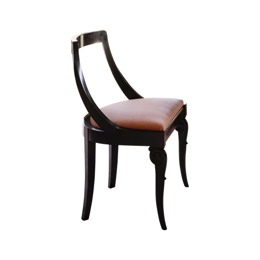 SET OF 6 PINK DINING CHAIRS w. HAND PAINTED INSET PANELS