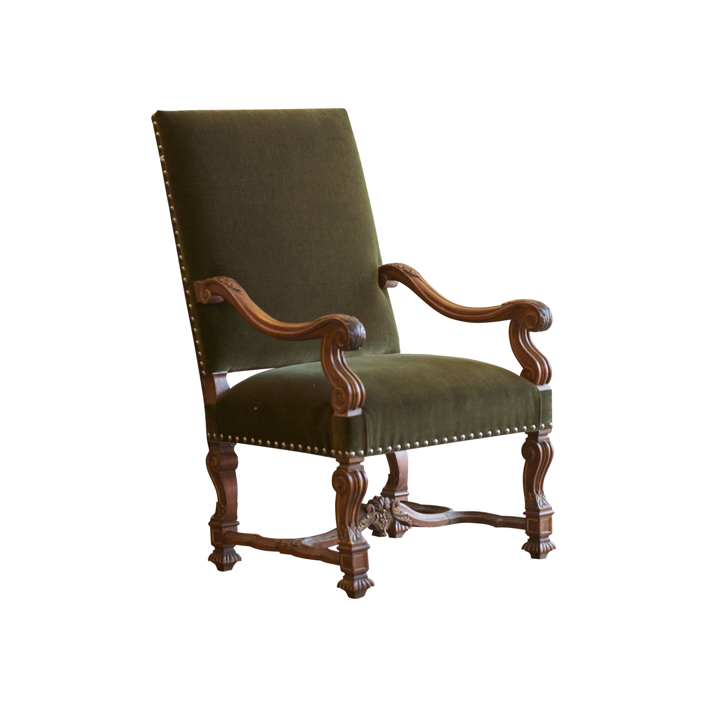 LOUIS XVI ARMCHAIR w. VELVET UPHOLSTERY