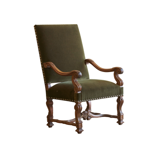 LOUIS XVI ARMCHAIR w. VELVET UPHOLSTERY