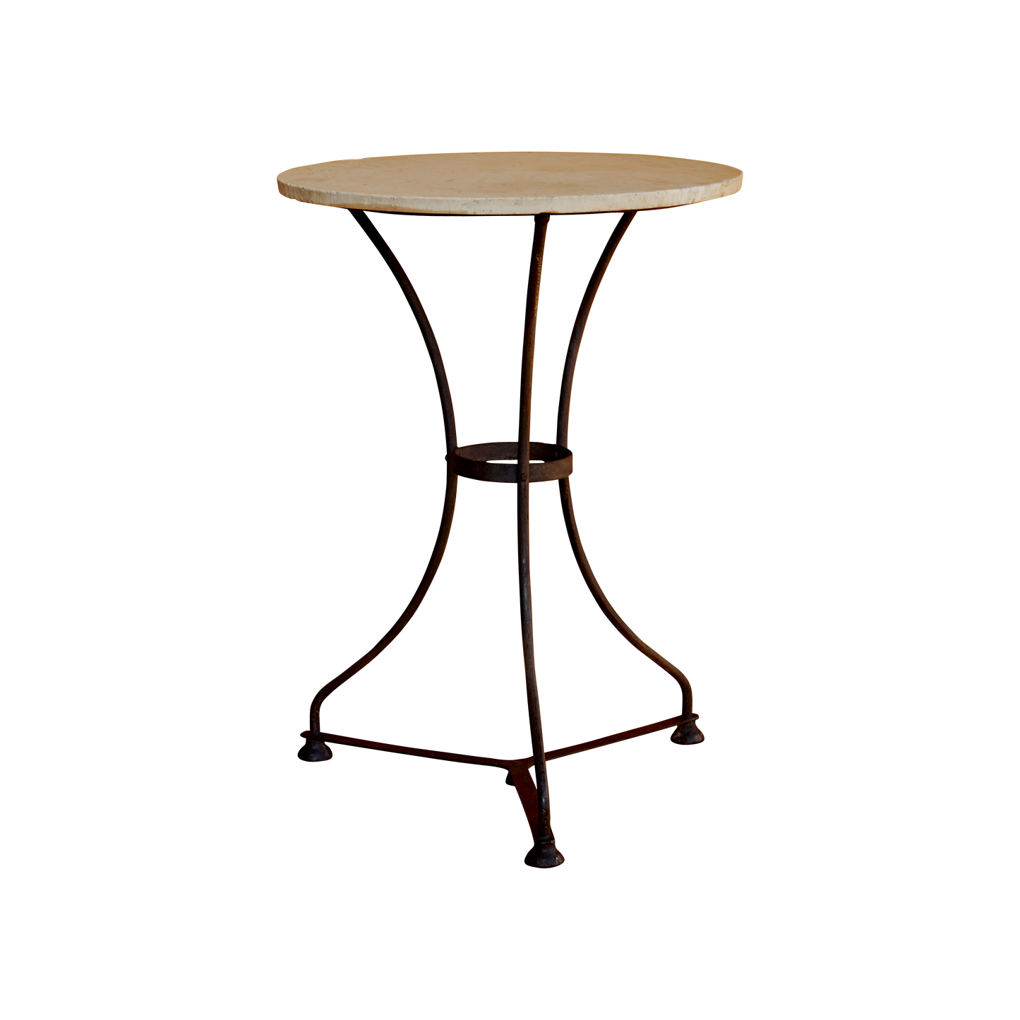 MARBLE WROUGHT IRON OUTDOOR COCKTAIL TABLE