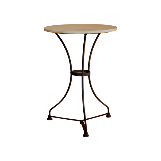 MARBLE WROUGHT IRON OUTDOOR COCKTAIL TABLE
