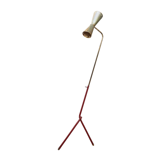 MIDCENTURY BRASS TRIPOD FLOOR LAMP