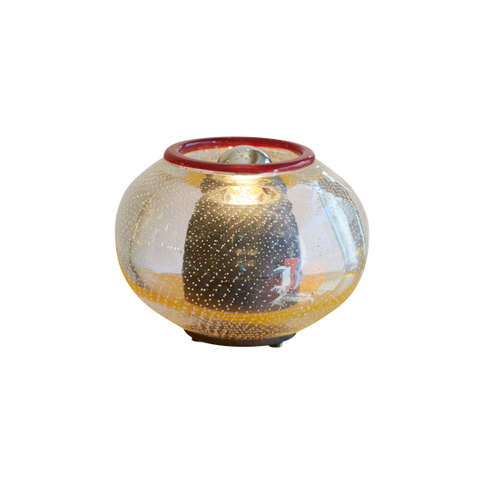 MURANO SEEDED GLASS TABLE LAMP w. RED DETAIL