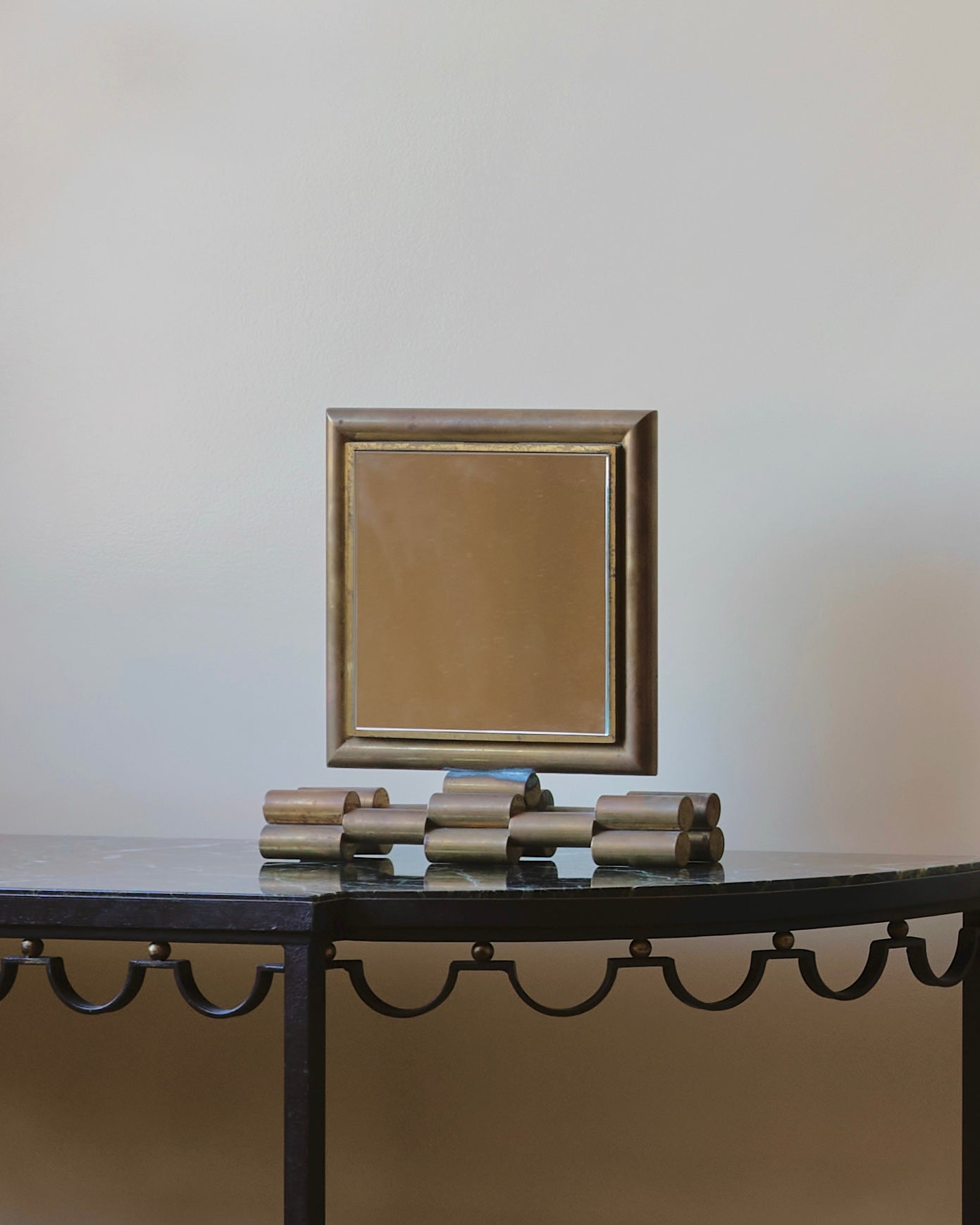 ART DECO BRASS VANITY MIRROR
