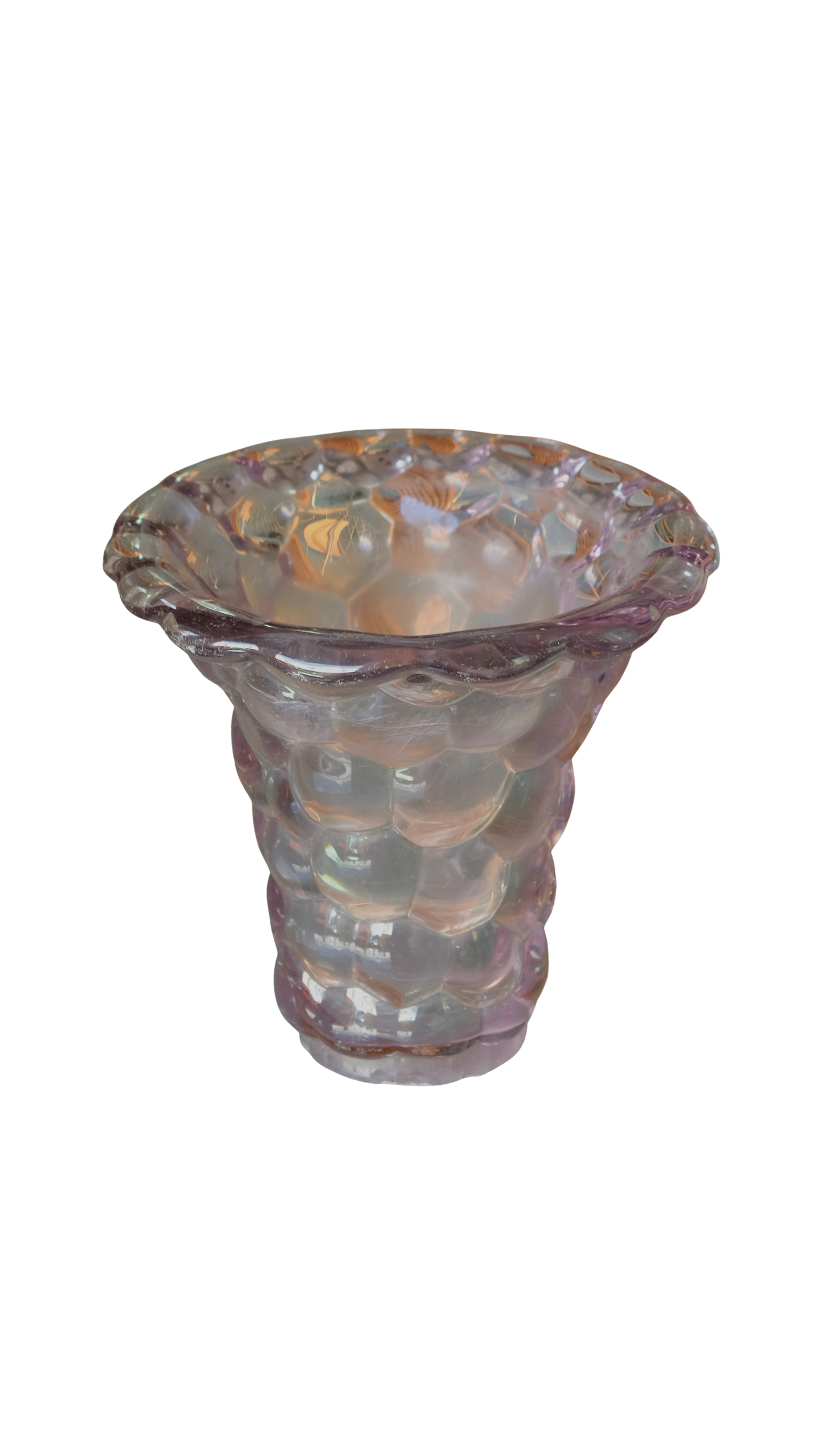 PURPLE ART DECO HONEYCOMB VASE