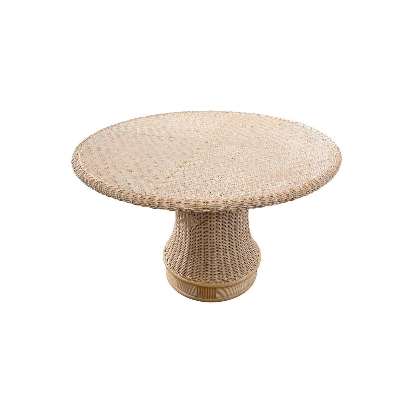 RATTAN DINING TABLE w/ COLUMN DETAIL