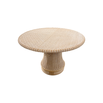 RATTAN DINING TABLE w/ COLUMN DETAIL