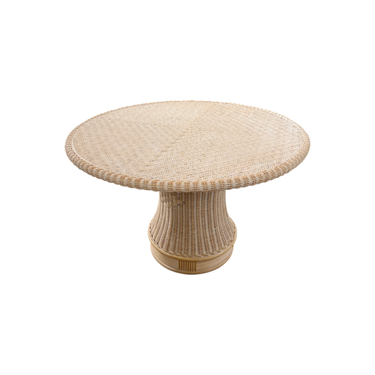 RATTAN DINING TABLE w/ COLUMN DETAIL