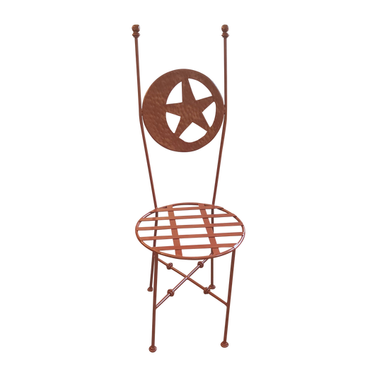 PAIR OF RED WROUGHT IRON STAR CHAIRS
