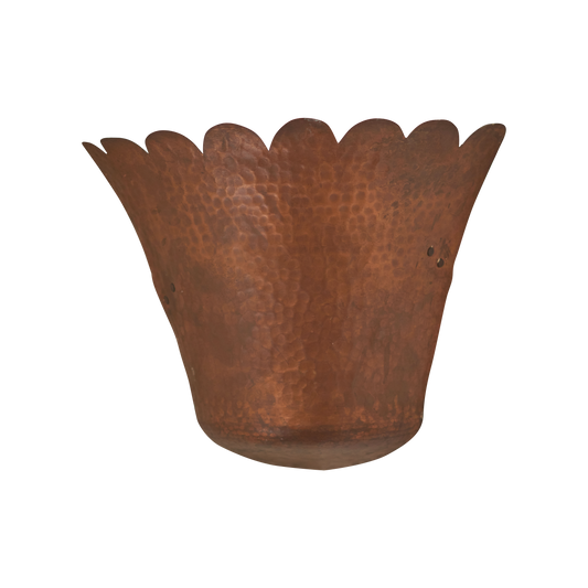 SCALLOPED COPPER CORNER SCONCES w. HAMMERED FINISH