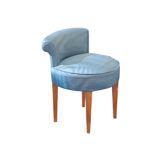 SMALL MAKE UP CHAIR w. MOIRE UPHOLSTERY