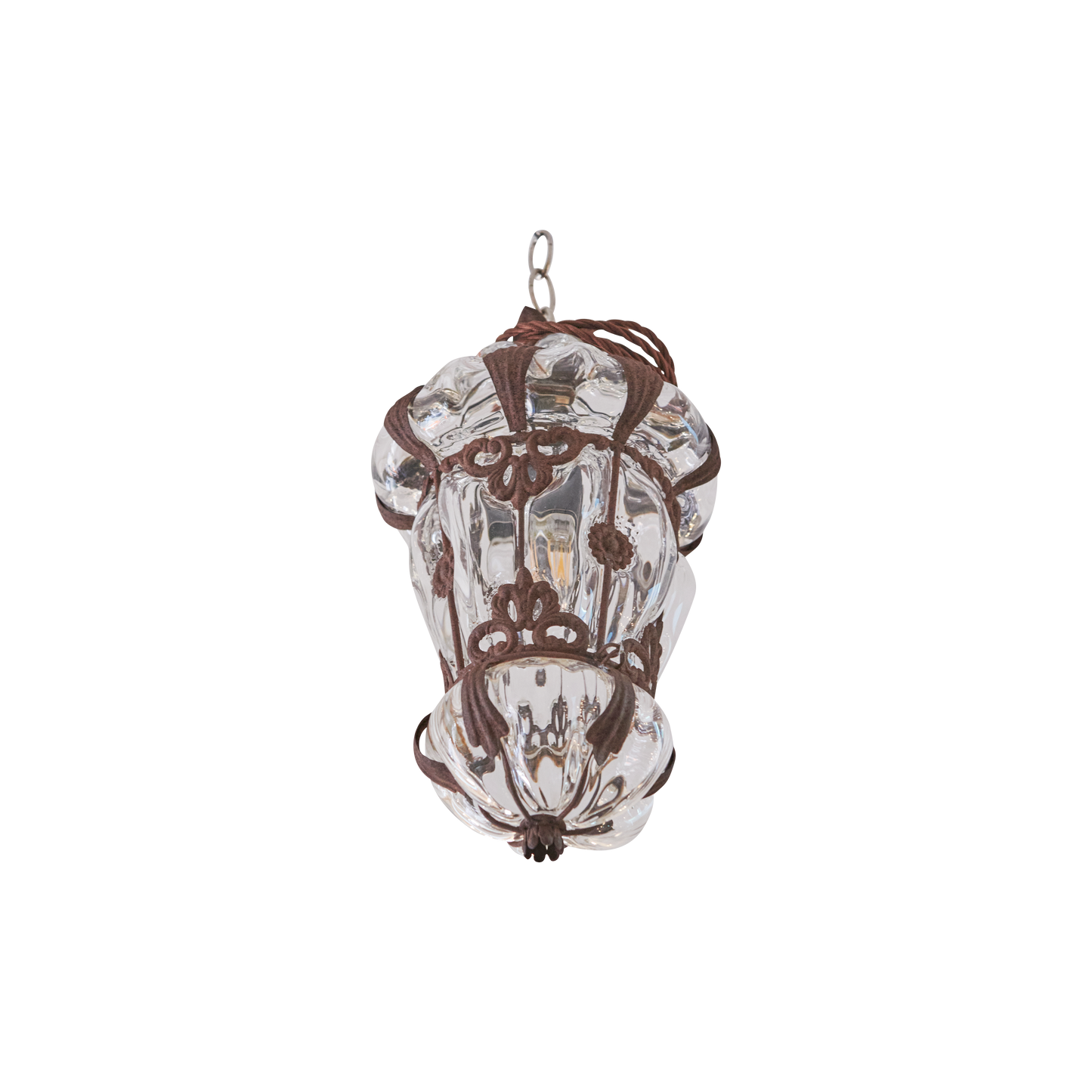 SMALL VENETIAN IRON & GLASS LANTERN
