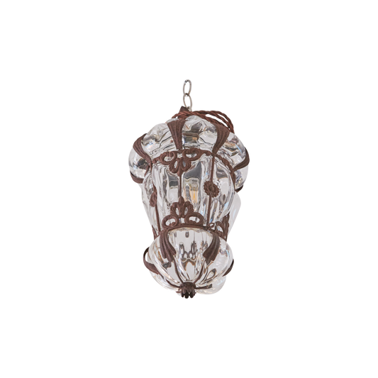 SMALL VENETIAN IRON & GLASS LANTERN