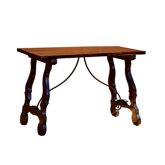 SPANISH WOODEN AND WROUGHT IRON CONSOLE
