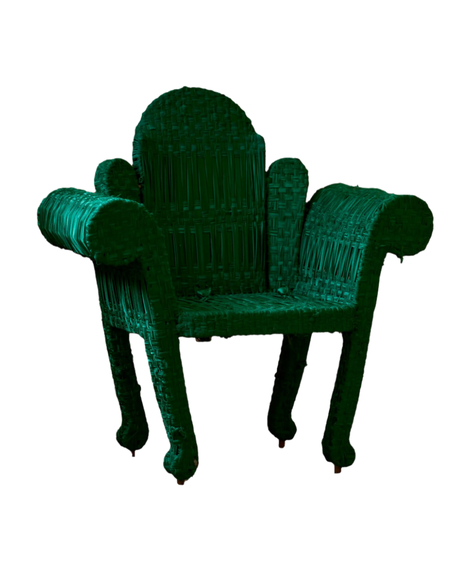 HAND KNOTTED GREEN RIBBON BAROQUE ARMCHAIR