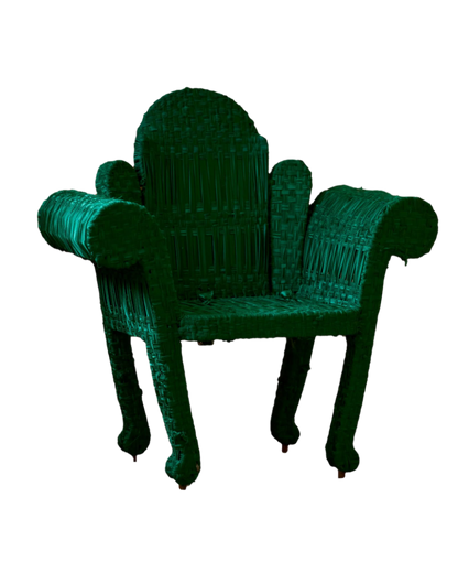 HAND KNOTTED GREEN RIBBON BAROQUE ARMCHAIR