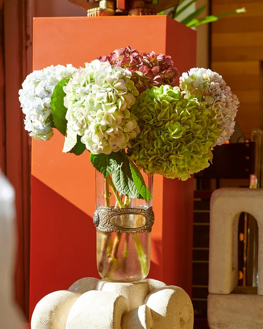 STONE & GLASS SCULPTURAL VASE