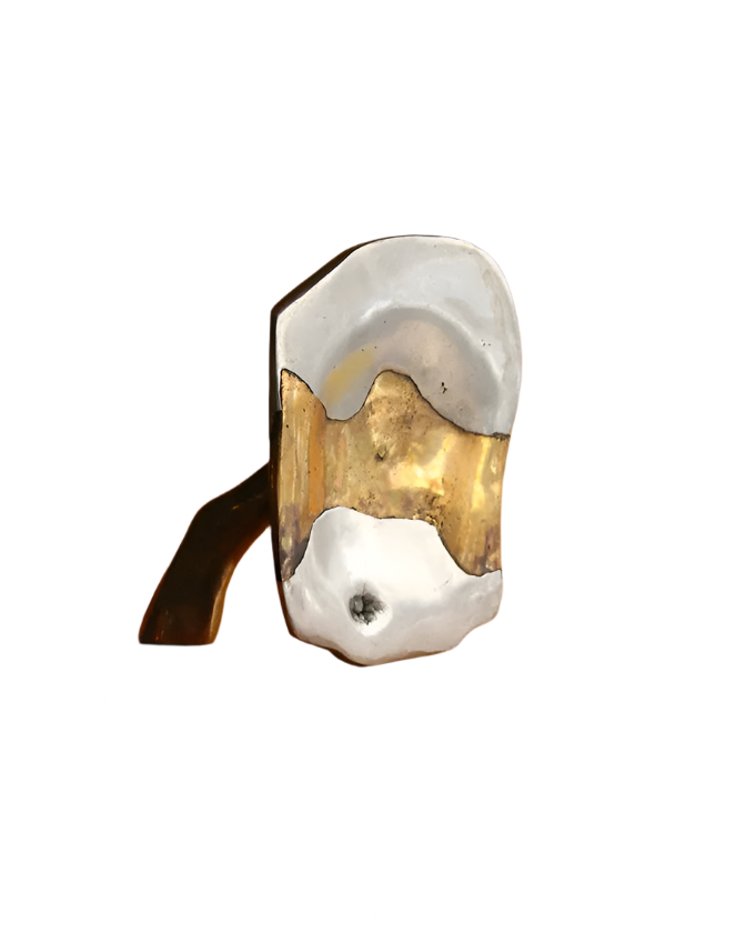 CAST ALUMINIUM & BRASS CENTERED SCULPTURE