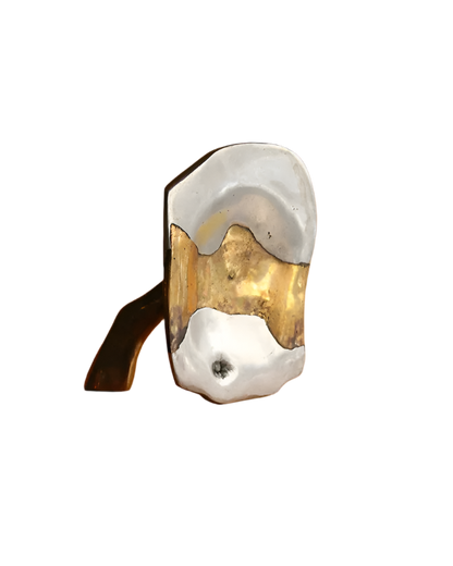 CAST ALUMINIUM & BRASS CENTERED SCULPTURE