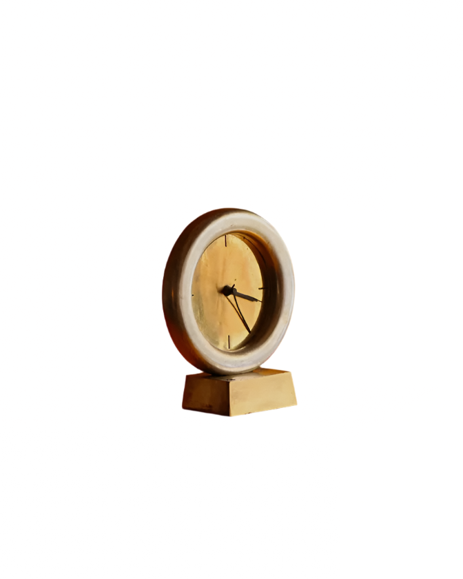 BRASS CLOCK w. CAST ALUMINIUM FRAME