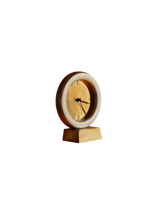 BRASS CLOCK w. CAST ALUMINIUM FRAME