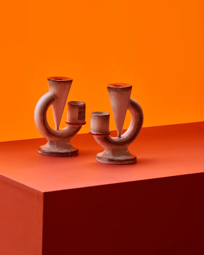 PAIR OF MID CENTURY CANDLE HOLDERS