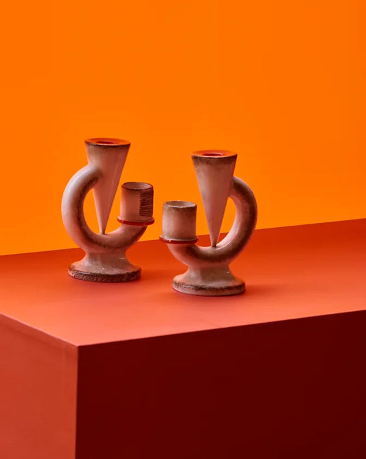 PAIR OF MID CENTURY CANDLE HOLDERS
